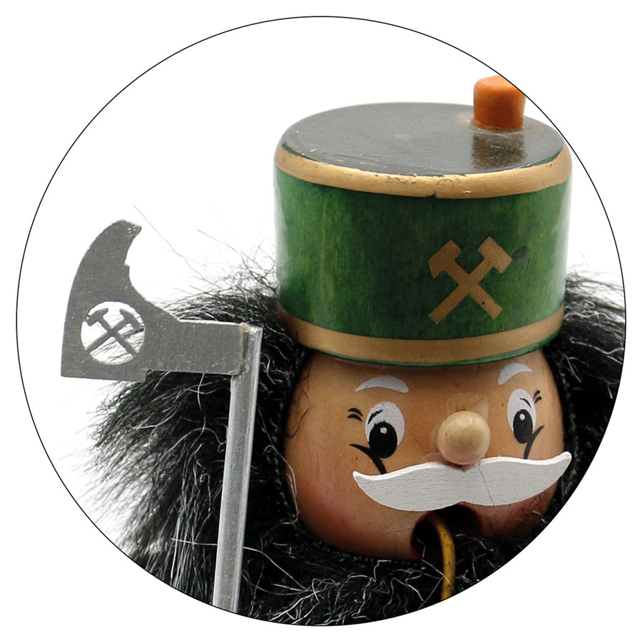 Räucherfigur Bergmann mit Umhang und Kerzenhalter 17cm