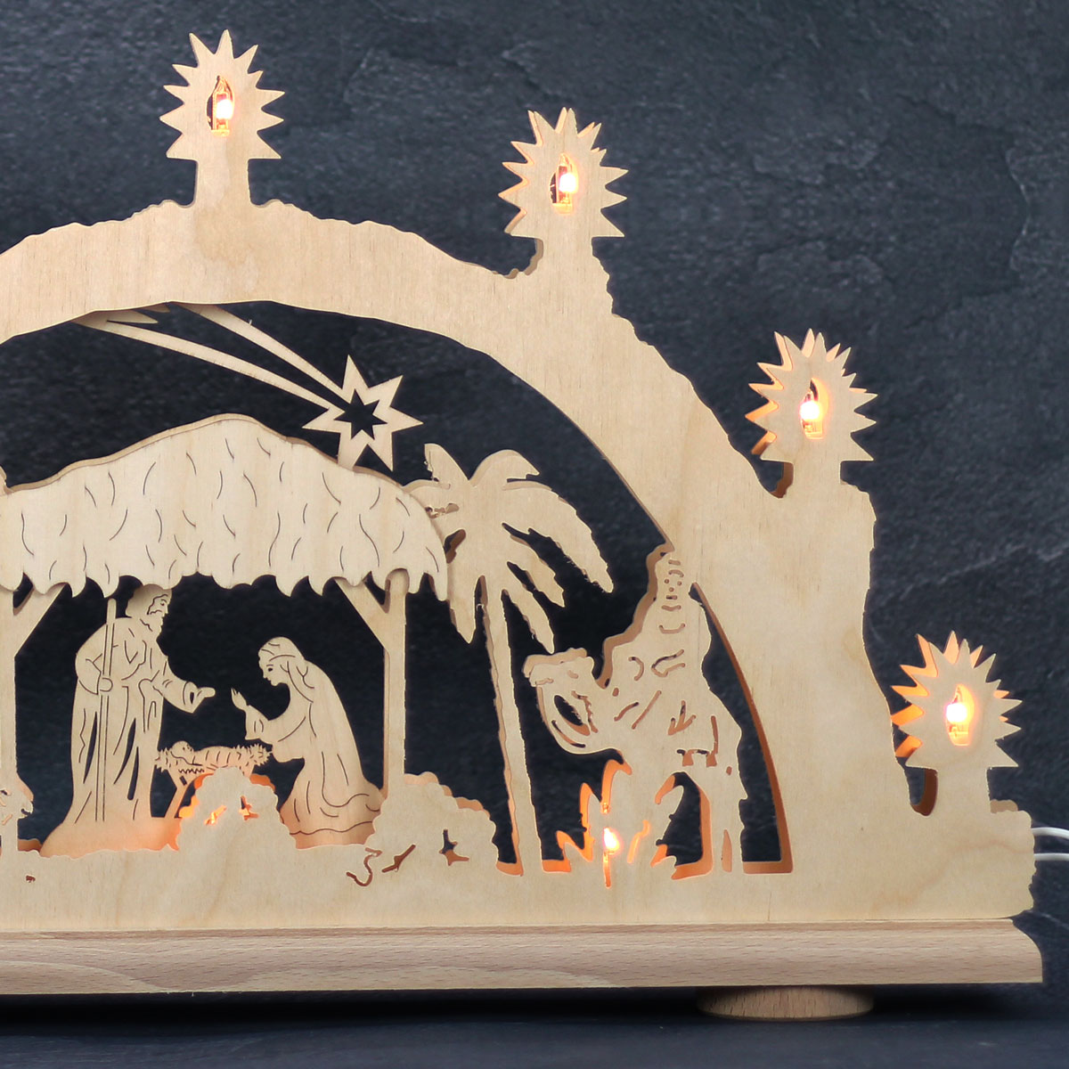 Erzgebirgs-Schwibbogen 'Christi Geburt' 3D 10 flammig 49x6x30cm
