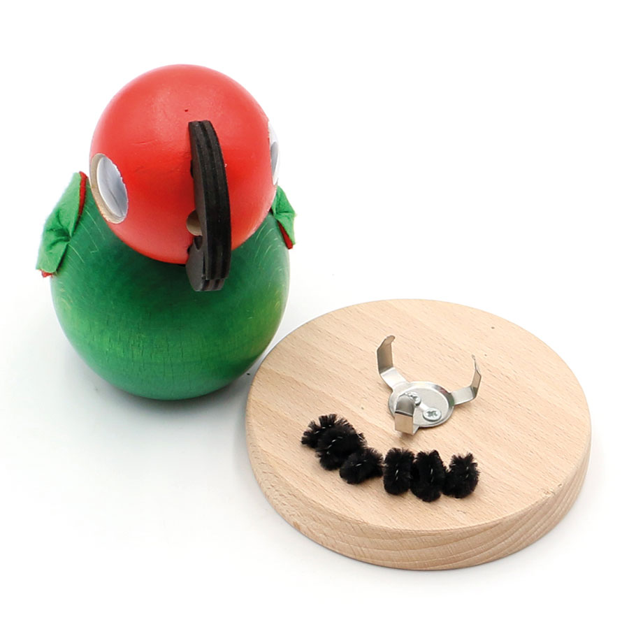 Räucherfigur 'Papagei' in grün 12,5cm Holz