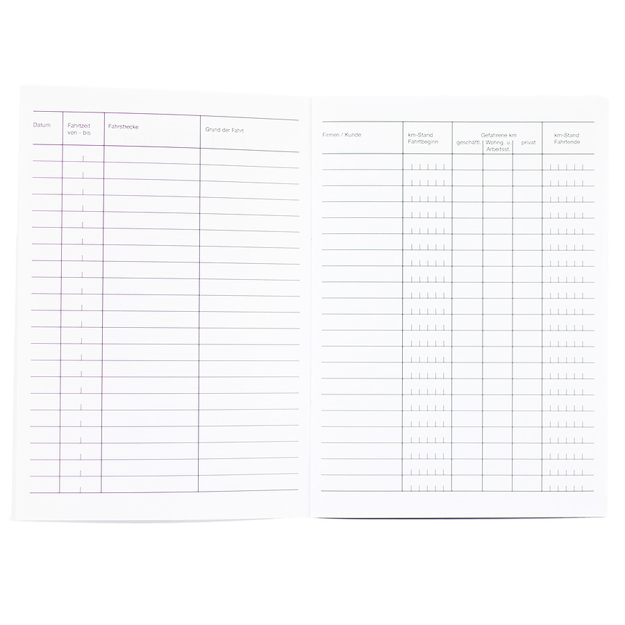 Fahrtenbuch A5 '20 Blatt'