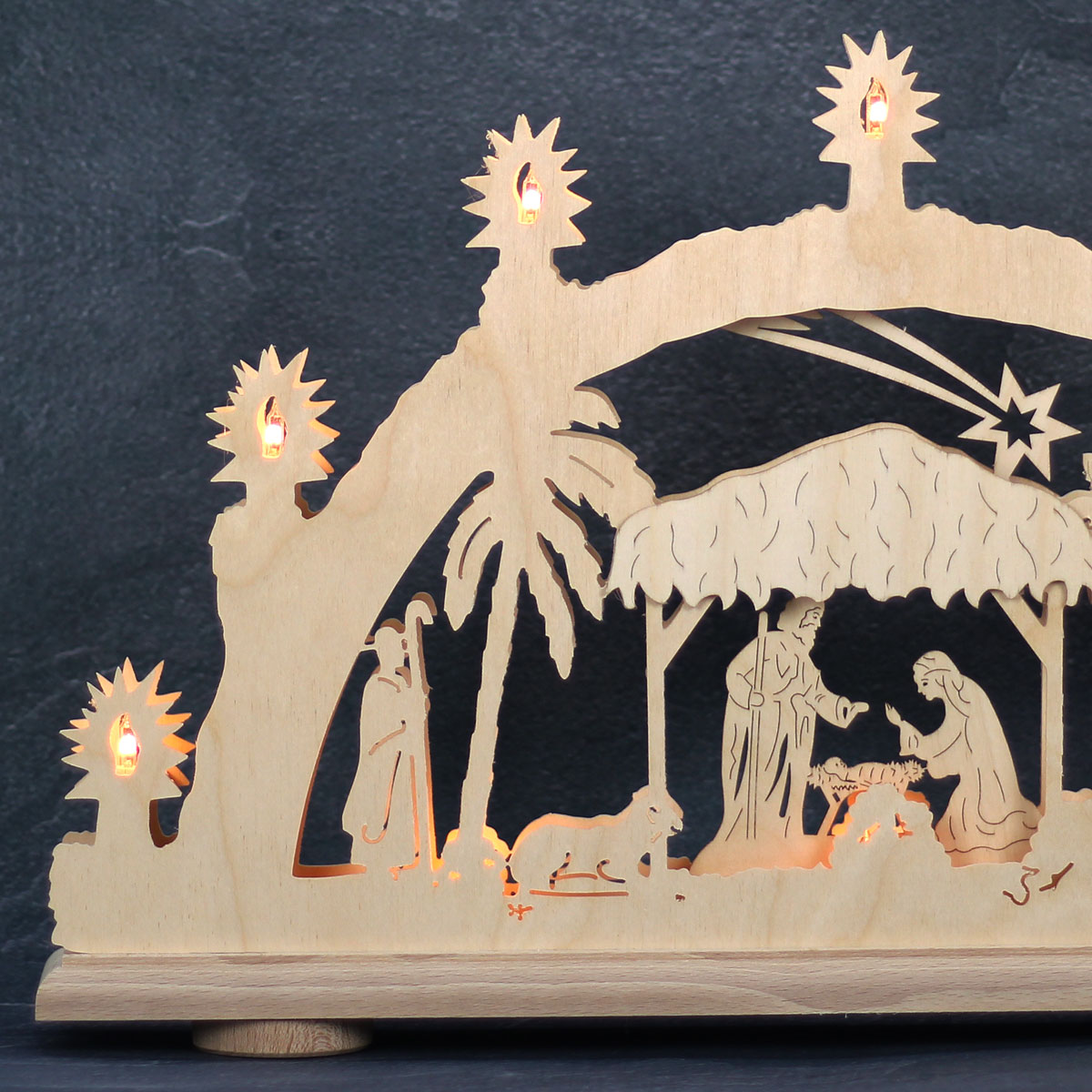 Erzgebirgs-Schwibbogen 'Christi Geburt' 3D 10 flammig 49x6x30cm