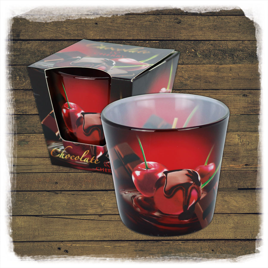 Duftkerze im Glas Chocolate mit dem Duft 'Chocolate Orange' oder 'Chocolate Cherry'