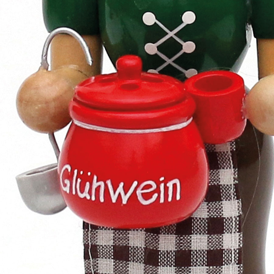 Räucherfrau mit Glühweintopf 18cm Holz