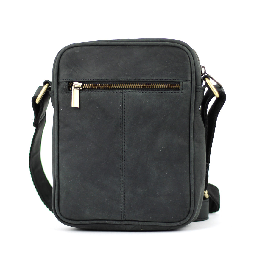 Cross Bag Handtasche maskuliner Look schwarz Büffelleder