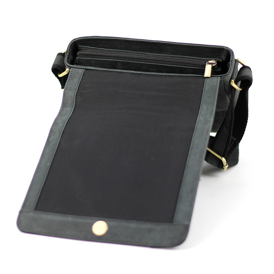 Organizer Handtasche schwarz Büffelleder