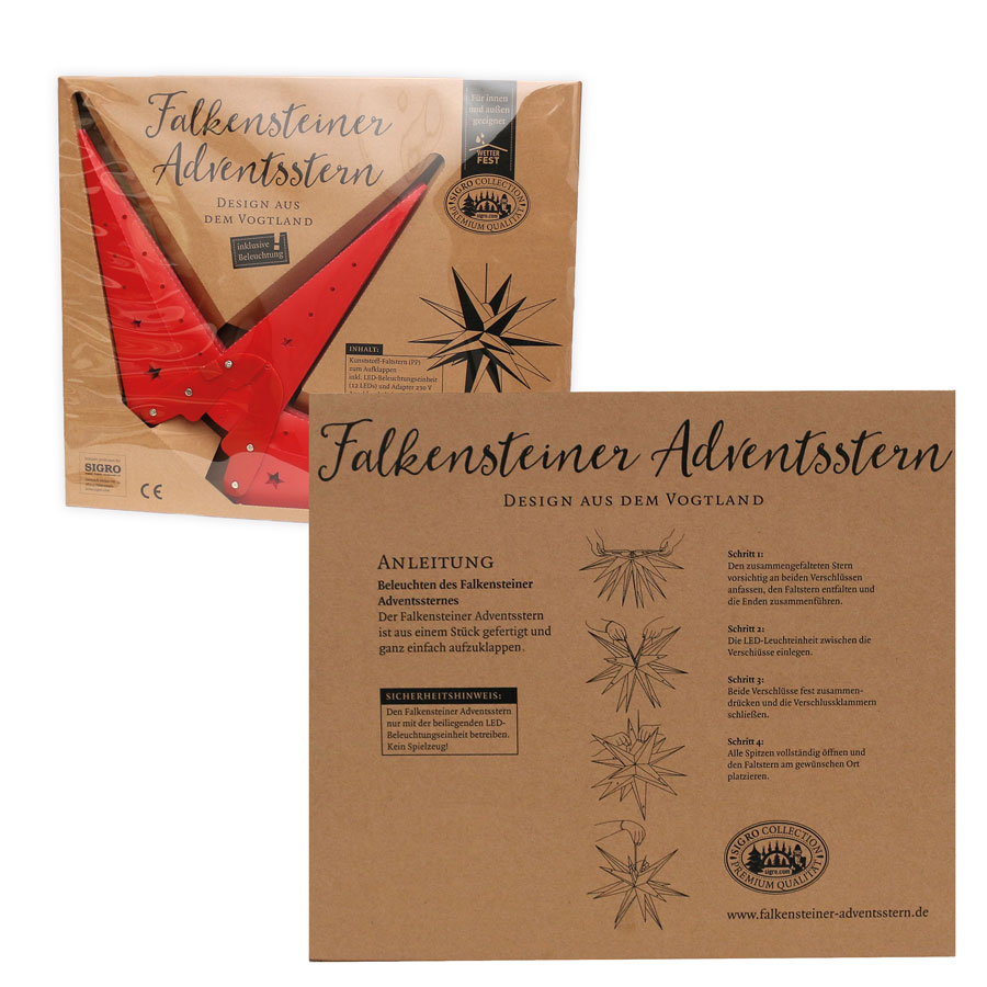 Adventsstern 80x80x80cm '18 Spitzen' rot für Aussen