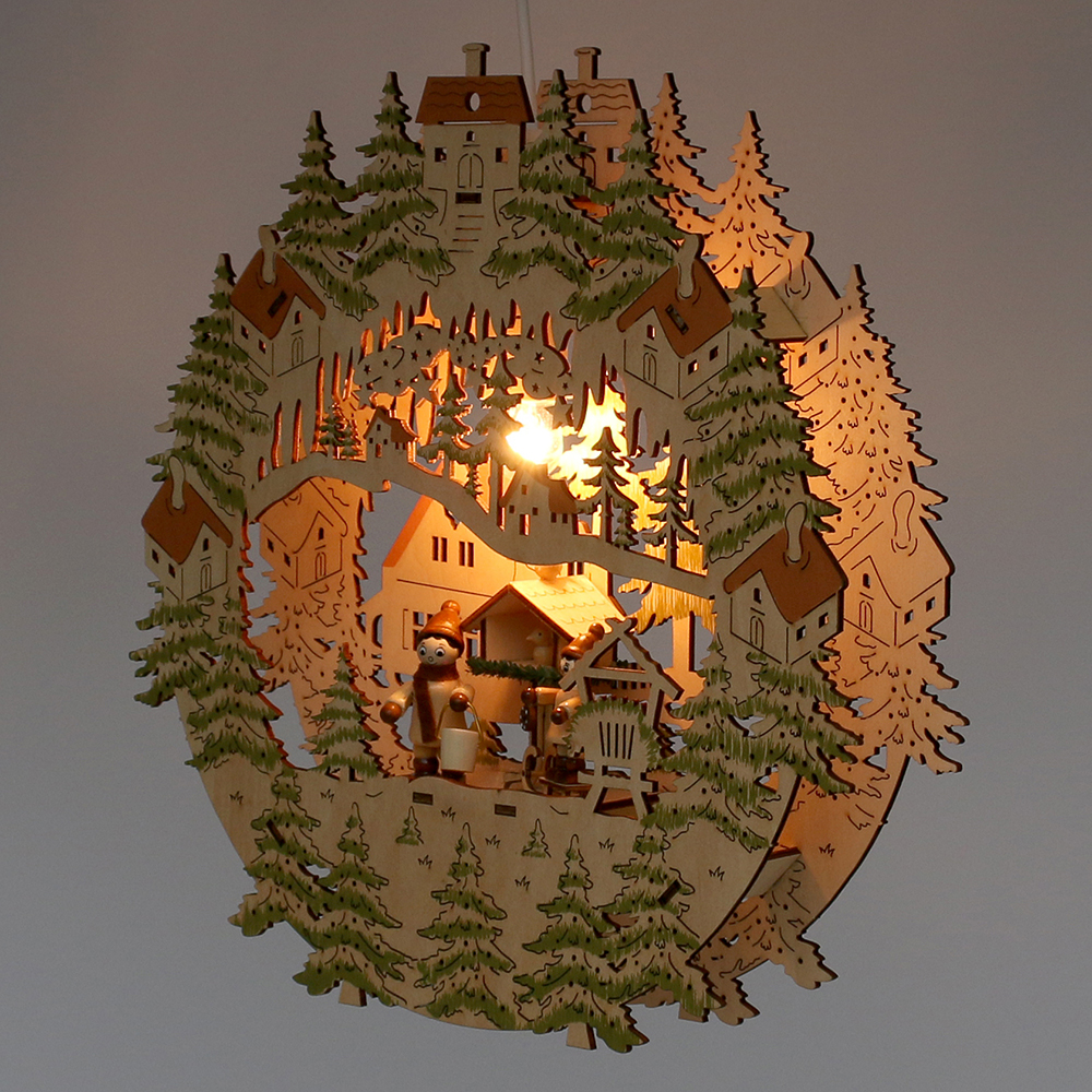 Fensterbild Kinder bei Vogelfütterung (beleuchtet)