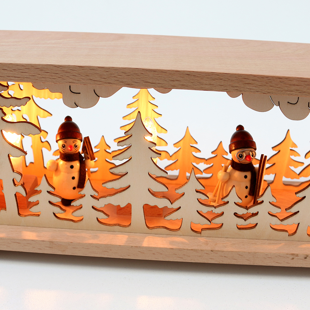 Schwibbogenbank 'Schneemänner' (LED Optional) 57cm breit beleuchtet