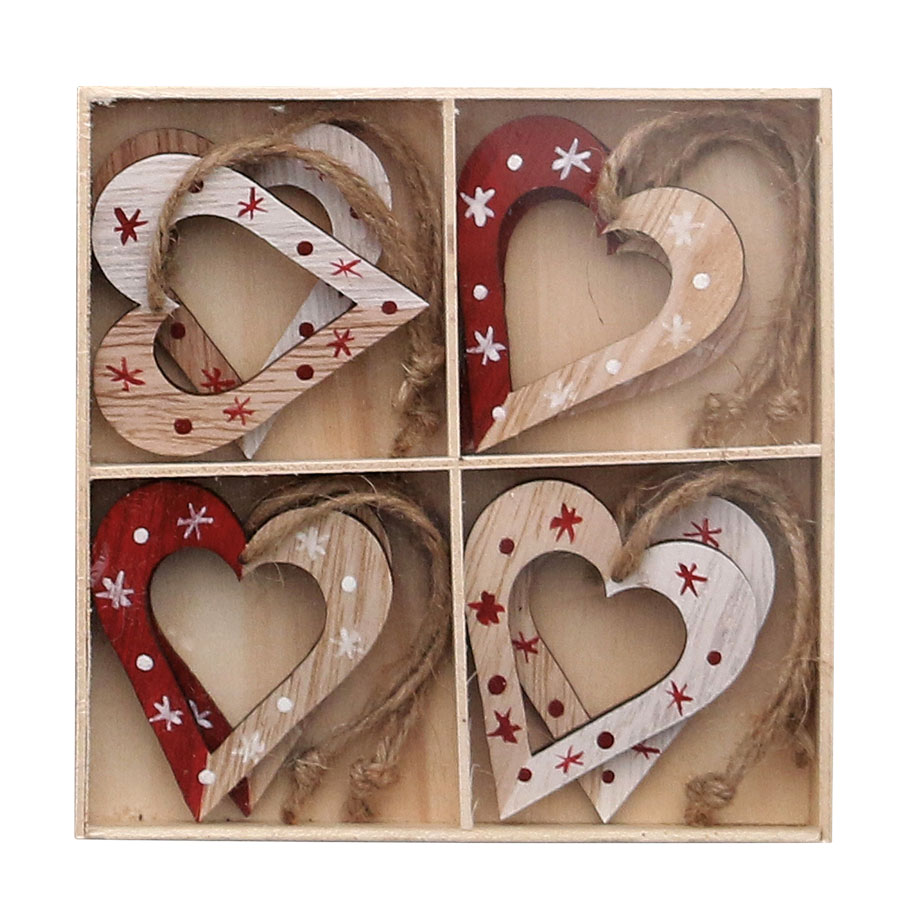 Baumbehang Herz ,Baum oder Sternen '8er Set' Design 6x6cm Holz