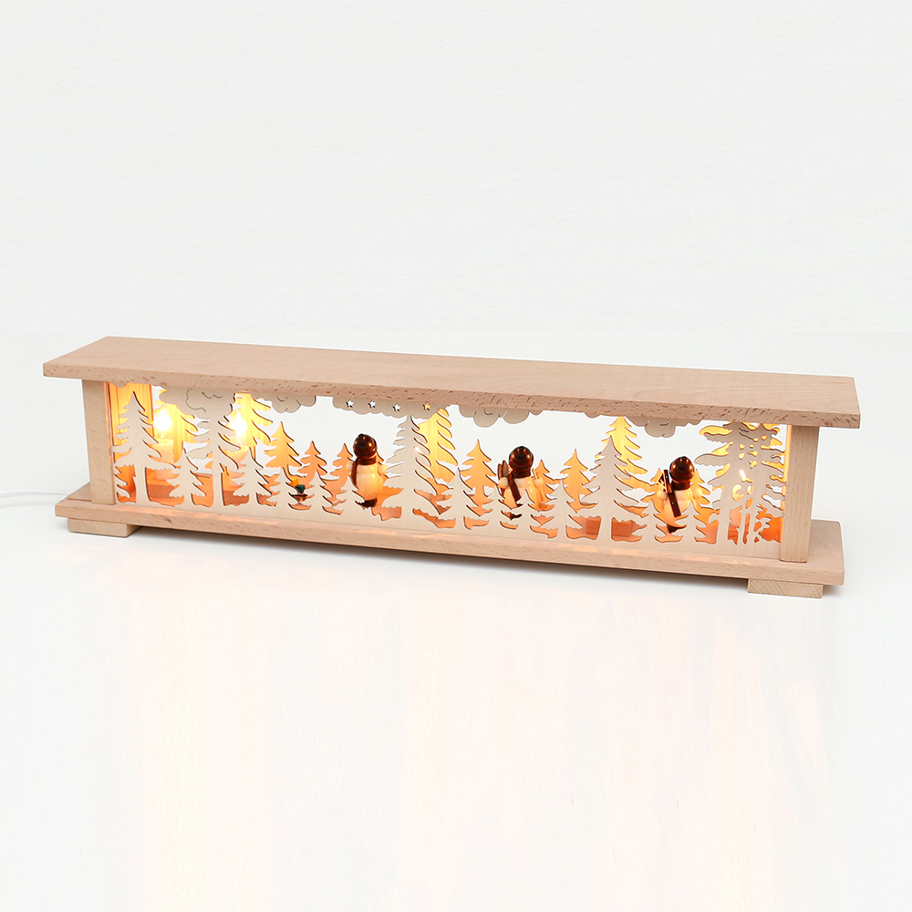 Schwibbogenbank 'Schneemänner' (LED Optional) 57cm breit beleuchtet