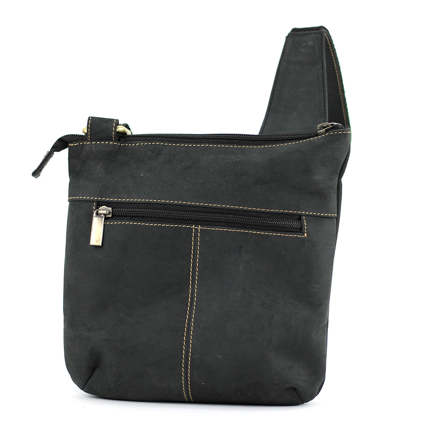 Cross Bag Handtasche femininer Look schwarz Büffelleder