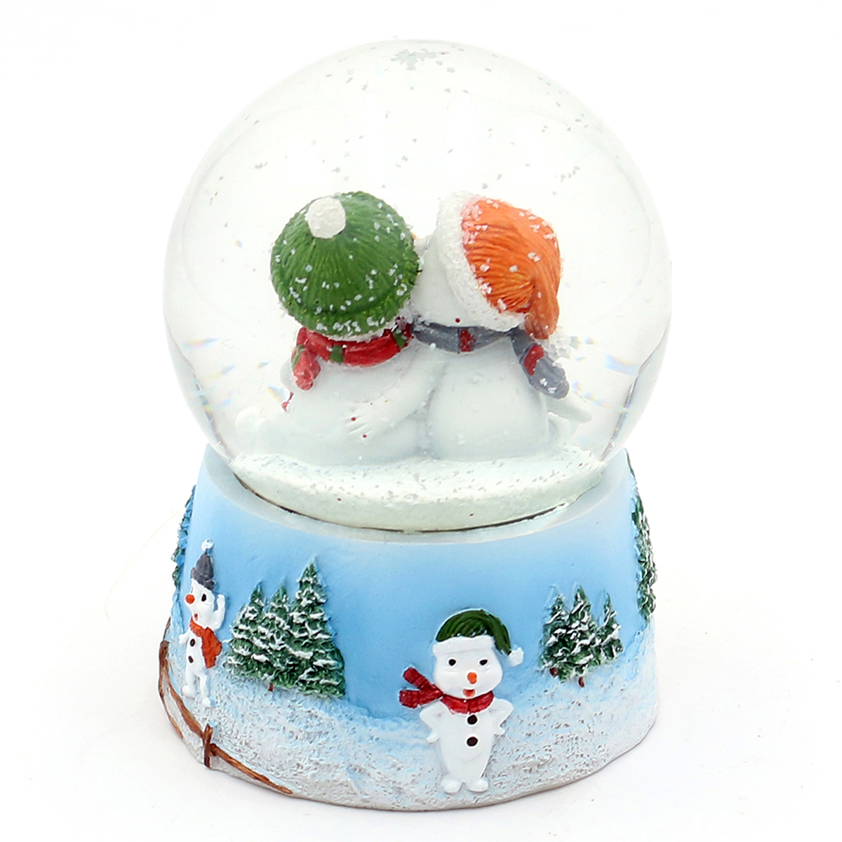 Schneekugel mit küssendem Schneemann Paar Ø 6,5 cm Polyresin