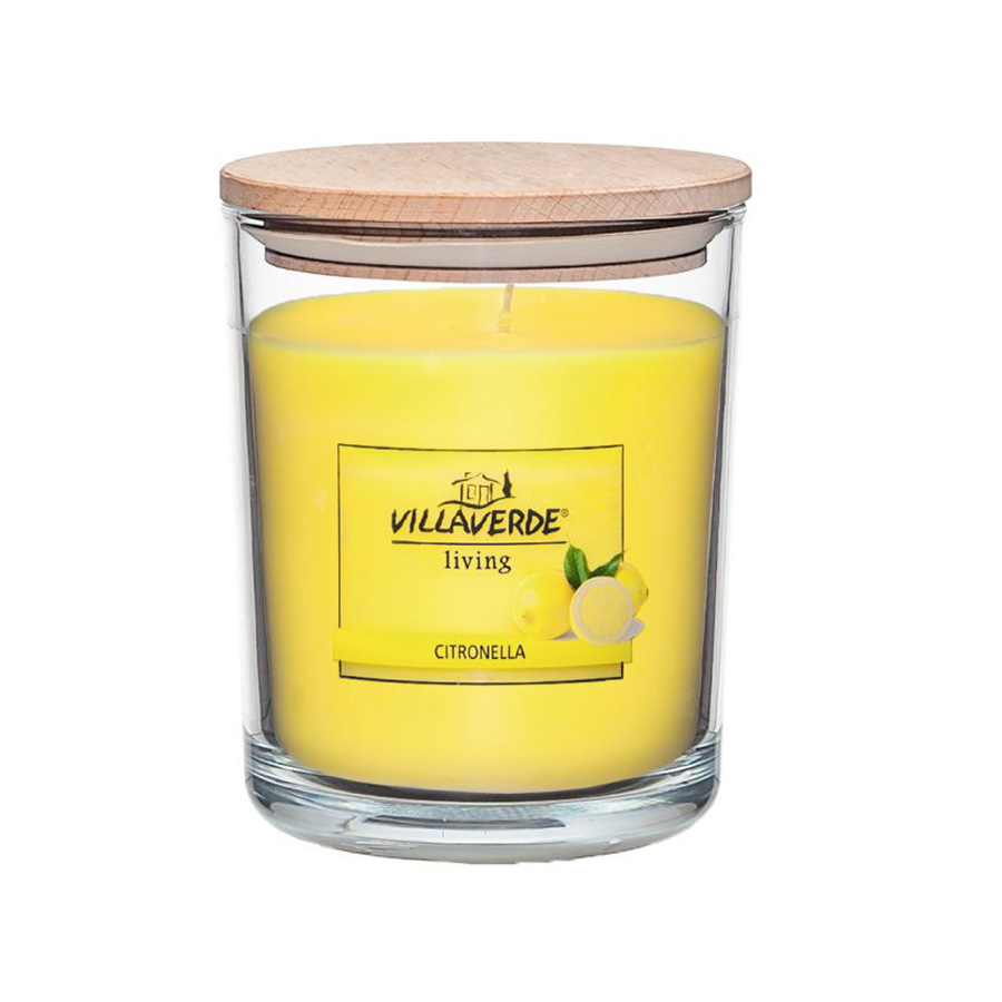 Duftkerze im Glas mit Holzdeckel Citronella Ø10cm 'VillaVerde'