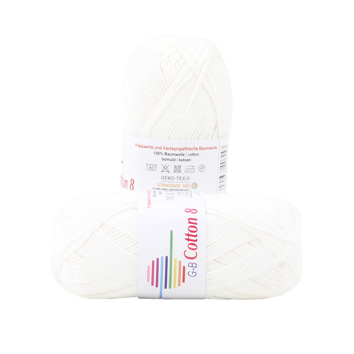 Strick- und Häkelwolle Cotton 8 weiß Nr.1010 '50 g'