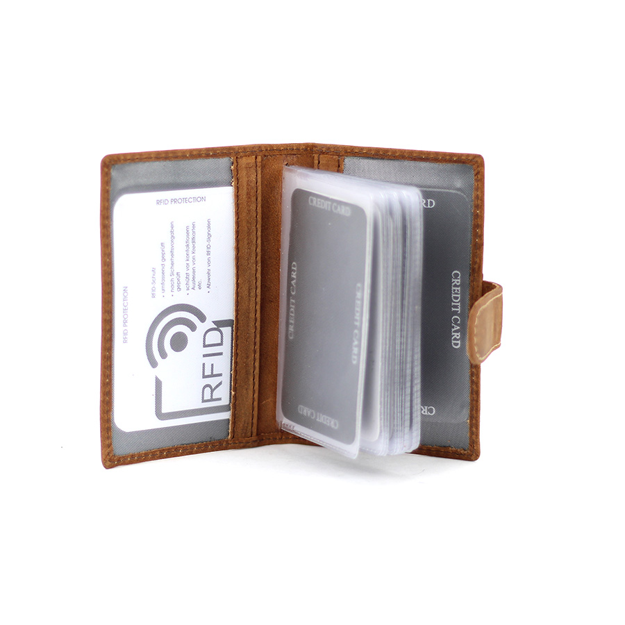 Karten - Ausweishülle hellbraun Büffelleder 7,5x11,5x2 cm
