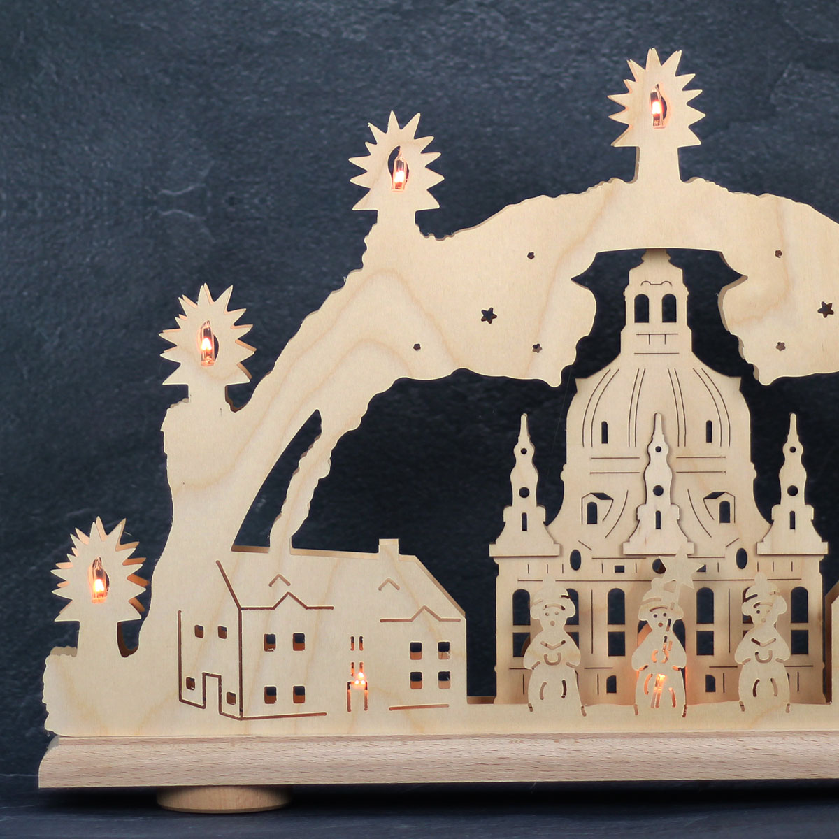 Erzgebirgs-Schwibbogen 'Frauenkirche' 3D 10 flammig 49x6x30cm