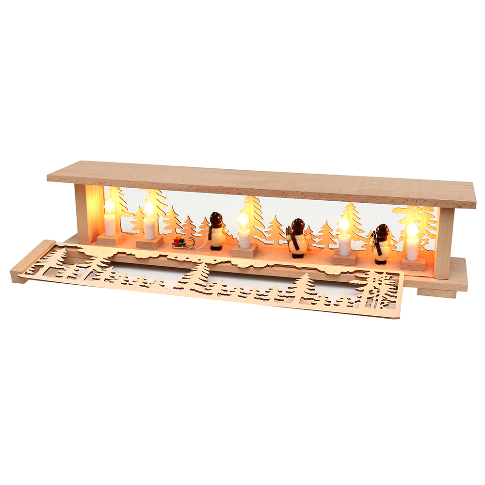 Schwibbogenbank 'Schneemänner' (LED Optional) 57cm breit beleuchtet