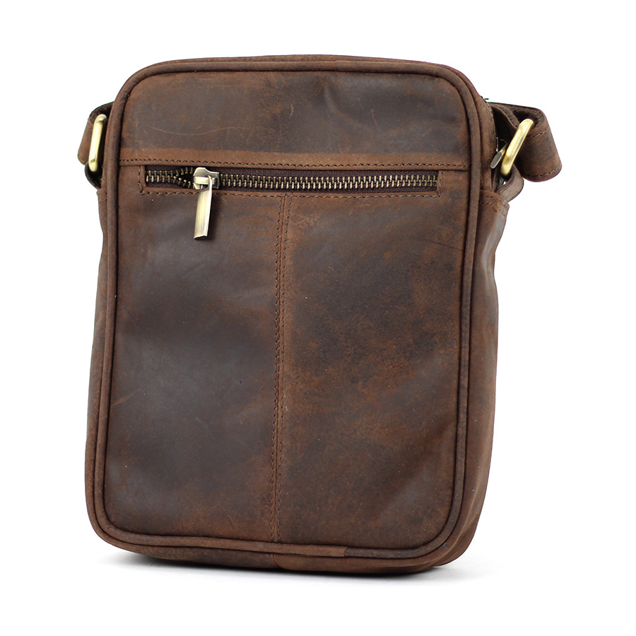 Cross Bag Handtasche maskuliner Look braun Büffelleder